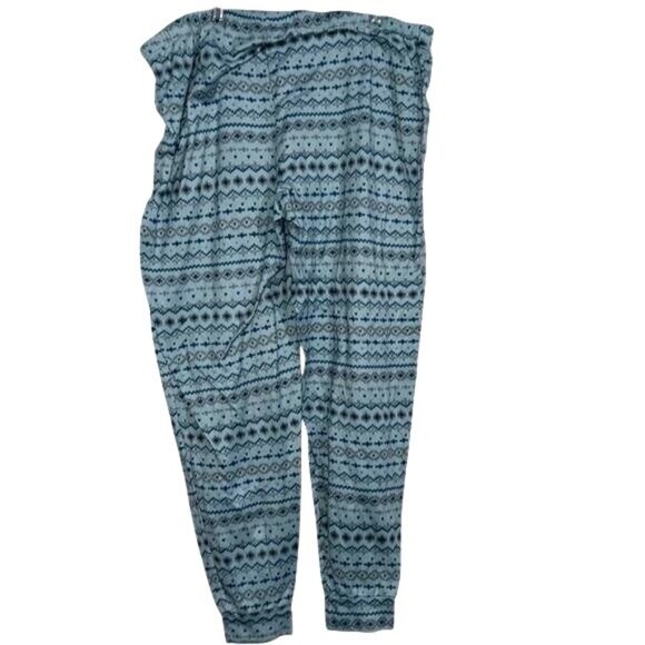 Cozy Blue Patterned Womens Lounge Pants With Elastic Waistband - Basic Editions - Picture 5 of 7
